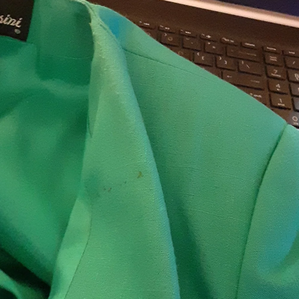 Oleg Cassini jade green double breasted suit pencil skirt lined size 14 …EUC
